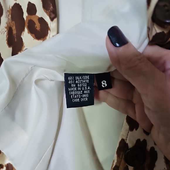 Vintage Burberrys Of London Brown Silk Leopard Print Blazer -Sz. 8! - Picture 3 of 5